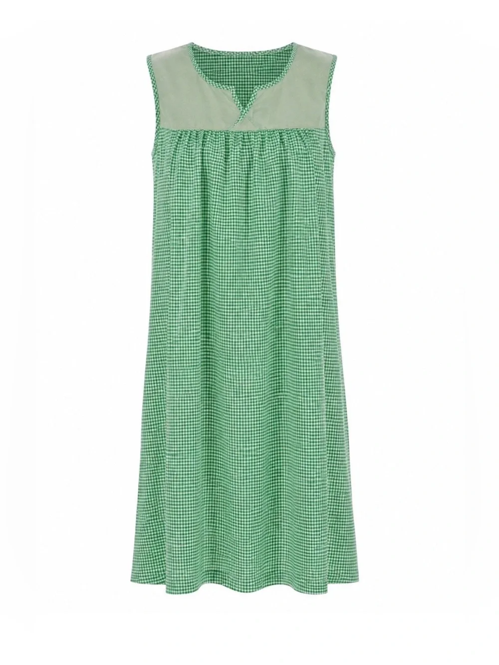 Moon Dance Mint Green Gingham Sleeveless Nightgown House Dress Size  L